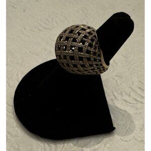 Vintage Ring Woven Dome Sterling Silver 925 Sz 6.5 Basket Weave